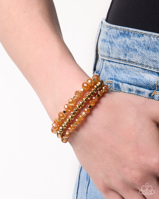 Playful Palette gold & orange bracelet set by Paparazzi Accessories at Jewelry by Bretta - view 2
