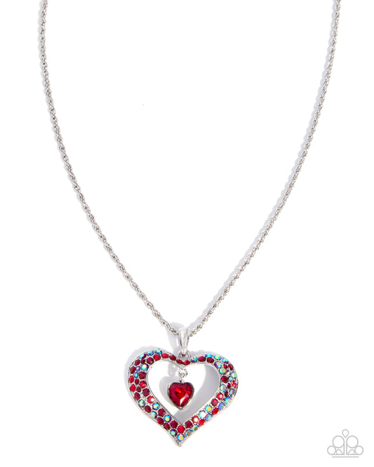 Cupid Connection red heart rhinestone necklace with matching earrings - Jewelry by Bretta