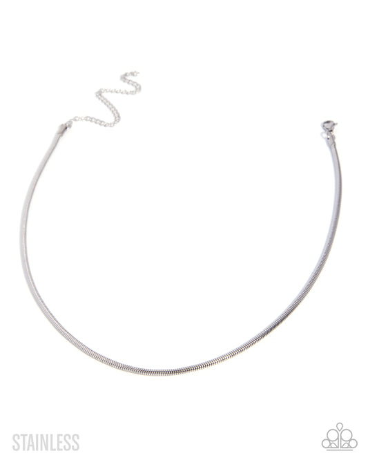 Paparazzi Acceptable Allegiance silver stainless steel snake chain necklace | Jewelry by Bretta