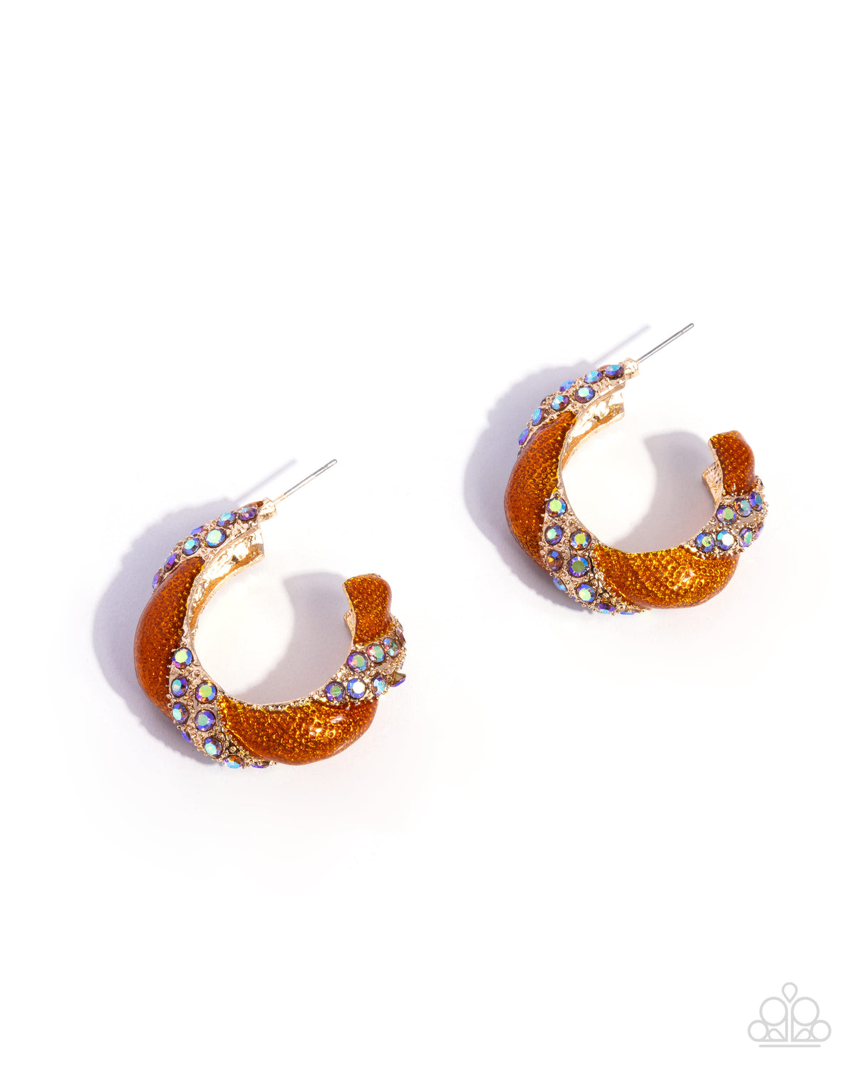 Paparazzi Appreciative Aesthetic orange textured gold hoop earrings | Jewelry by Bretta