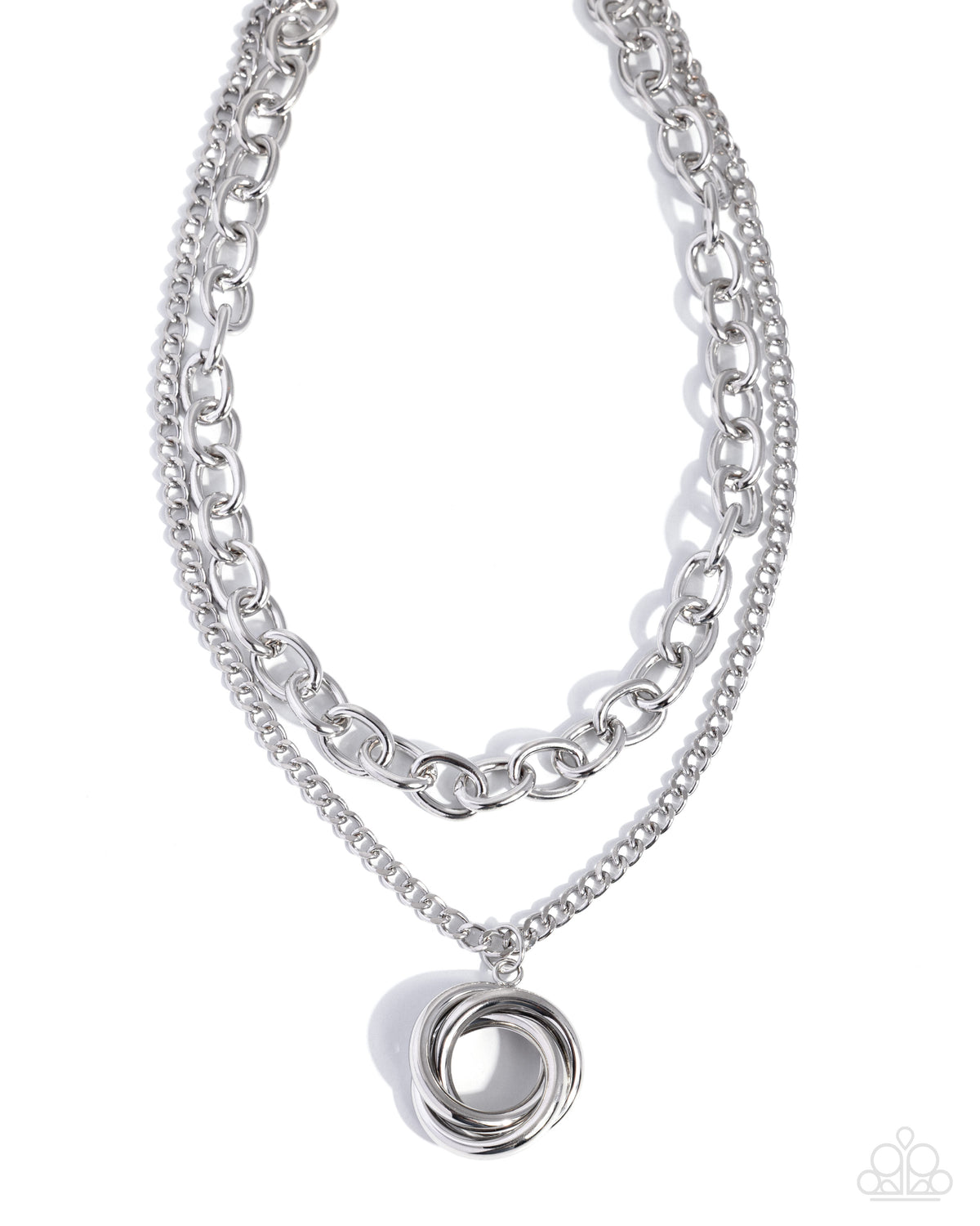 Coiled Credit silver layered necklace with a spiral pendant and cable chain from Jewelry by Bretta