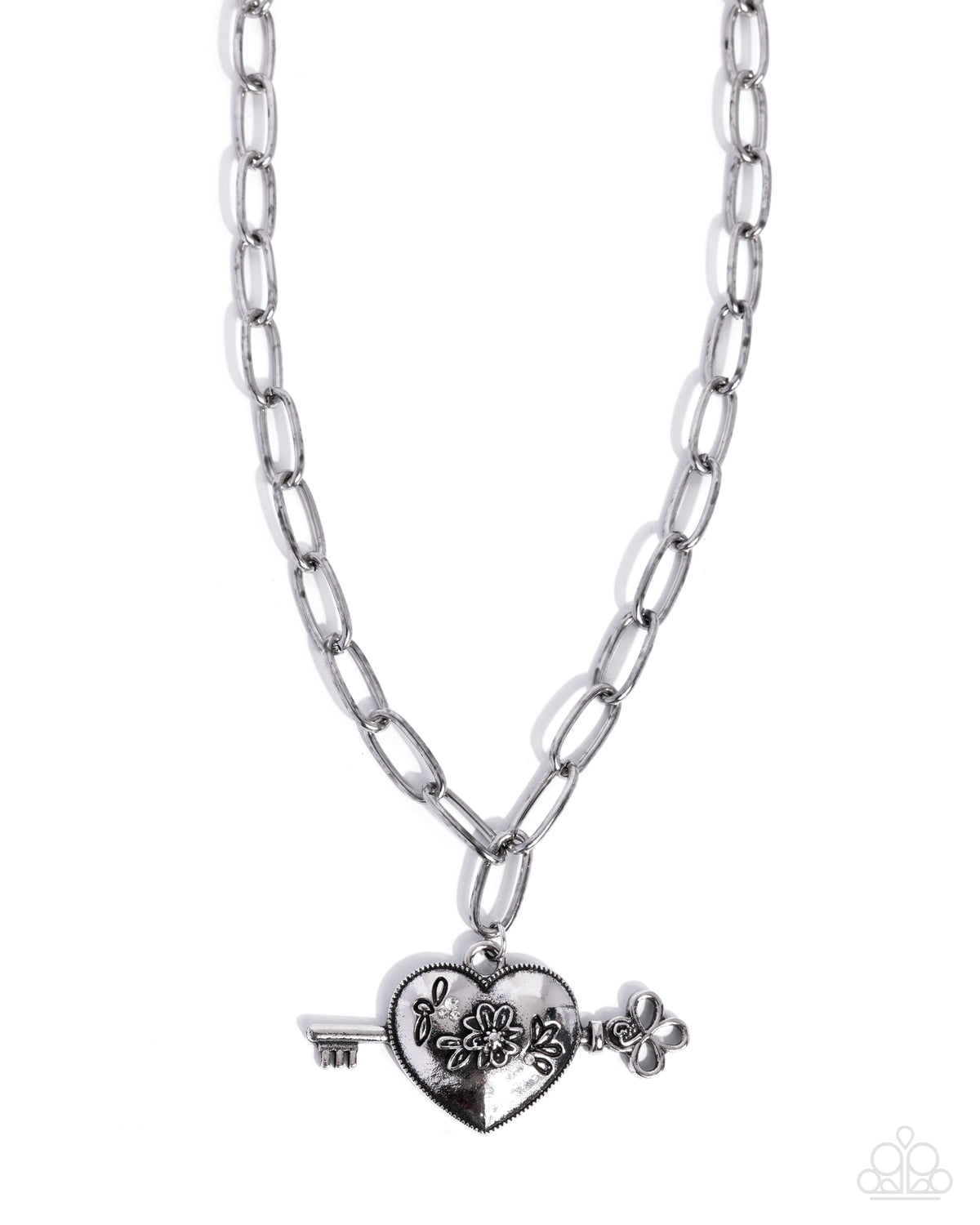 Genuine Whimsy white heart key necklace by Paparazzi Accessories