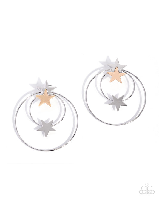 Superstar Sashay silver and gold star post earrings
