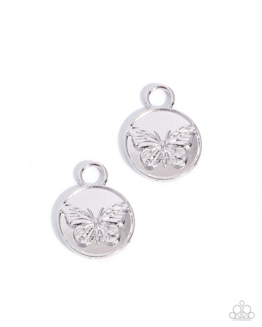 Chrysalis Change Silver Butterfly Earring Charms - Paparazzi Accessories at Jewelry by Bretta
