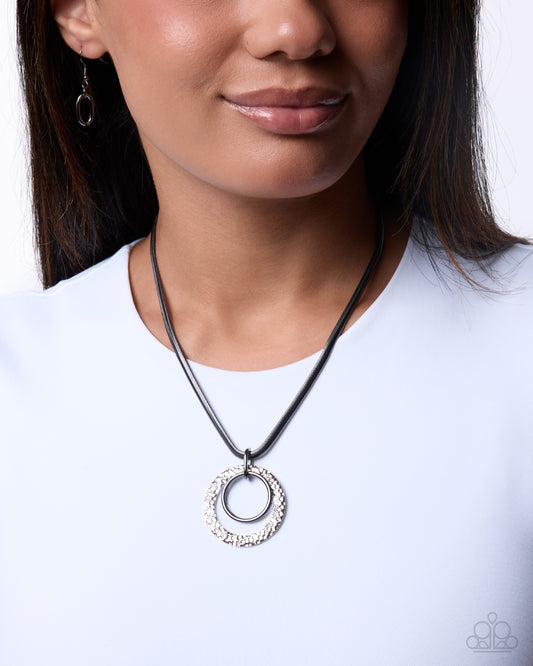 Radical Rings Black Mixed Metal Hoop Necklace by Paparazzi Accessories