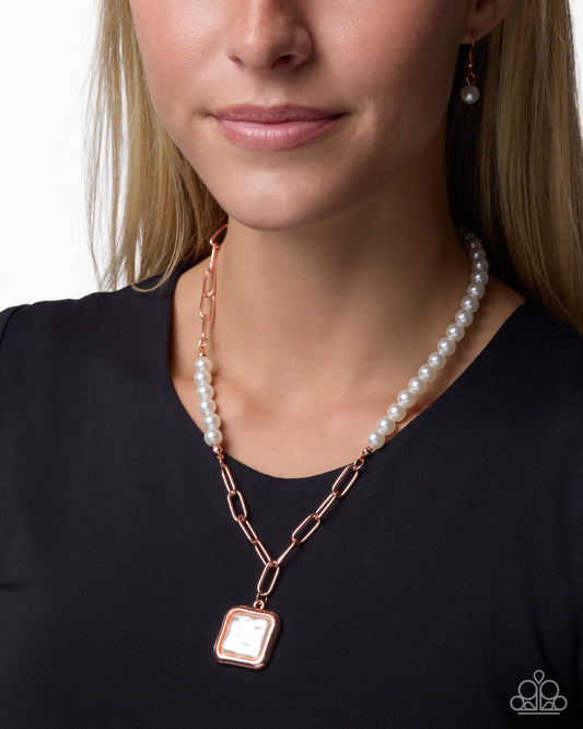 Smooth Square copper paperclip chain necklace detail