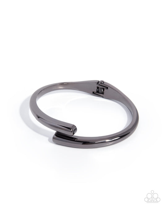 Confident Credit Black Gunmetal Cuff Bracelet by Paparazzi Accessories
