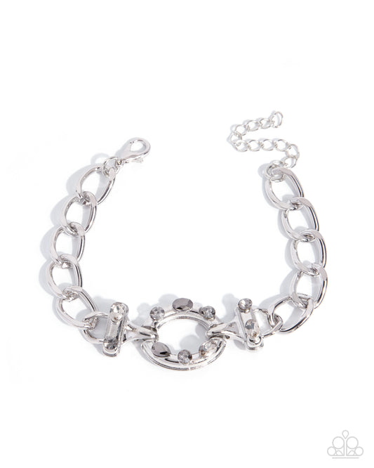 Shimmery Start Silver Rhinestone Link Bracelet by Paparazzi Accessories at Jewelry by Bretta - product photo 1
