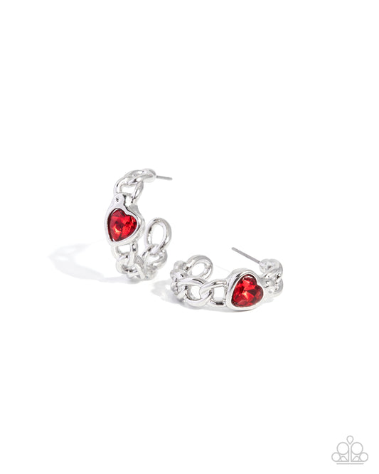 Heartfelt Helm red heart hoop earrings from Jewelry by Bretta