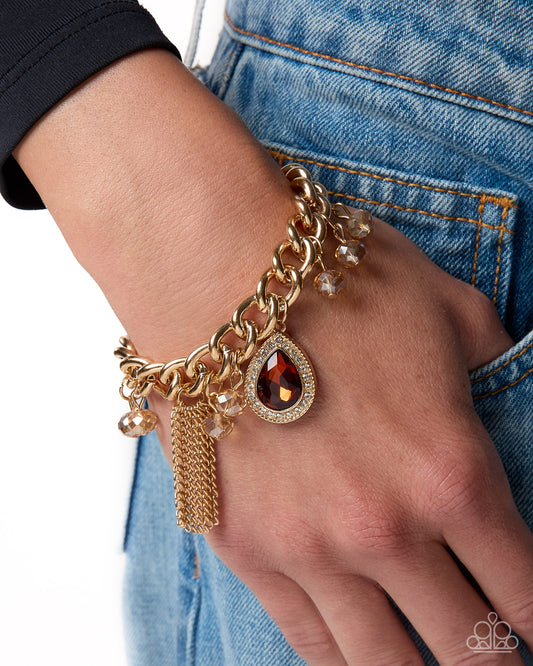 Requisite Radiance Brown and Gold Charm Bracelet - Paparazzi Accessories at Jewelry by Bretta - view 2