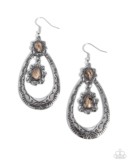 Sensible Serenity Brown Stone Teardrop Earrings by Paparazzi Accessories