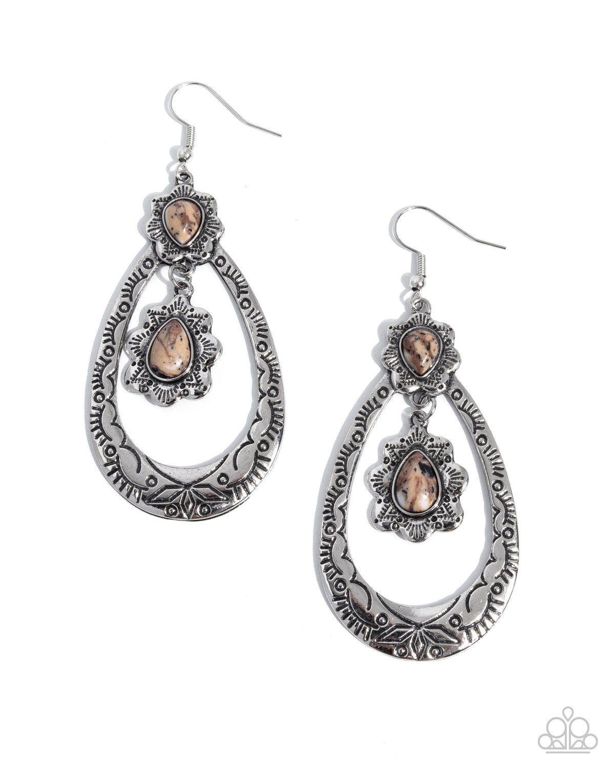 Sensible Serenity Brown Stone Teardrop Earrings by Paparazzi Accessories
