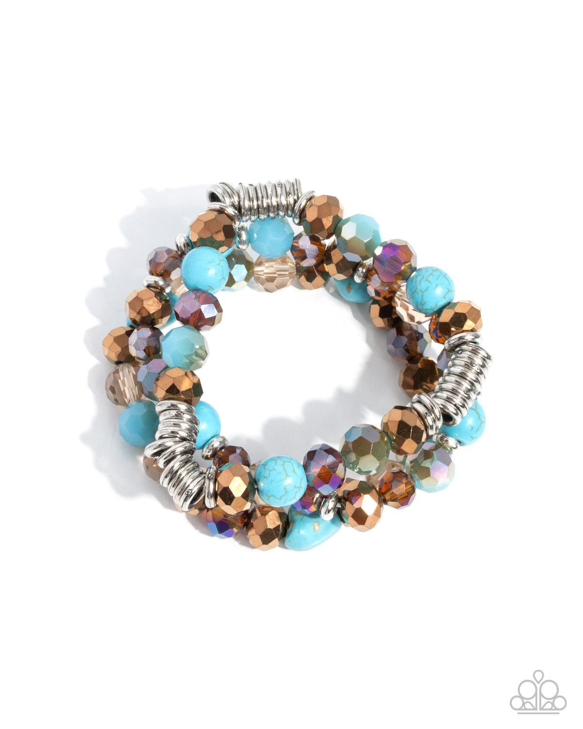 Limited Leisure blue turquoise stretch bracelet set by Paparazzi Accessories at Jewelry by Bretta - product photo 1