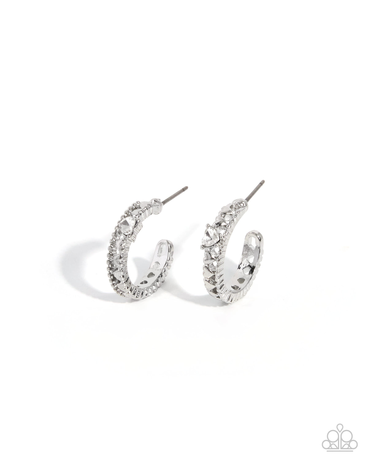 Elegant Energy - White Heart Hoop Earrings by Paparazzi Accessories - Jewelry by Bretta - photo 1