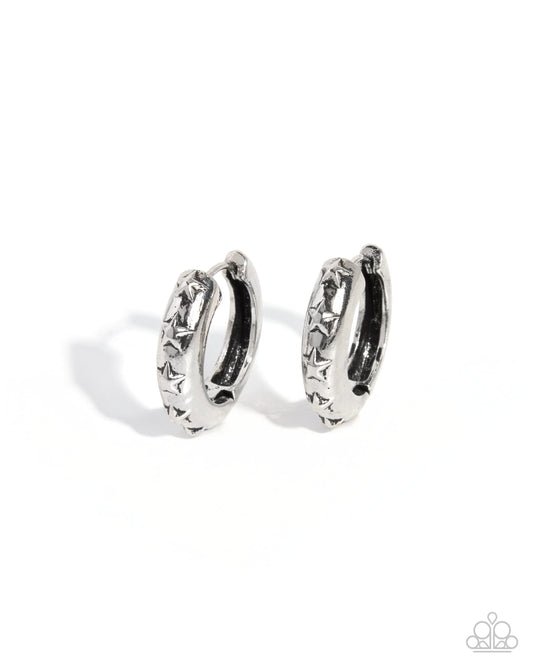 Cosmic Confidence Silver Star Hoop Earrings by Paparazzi Accessories