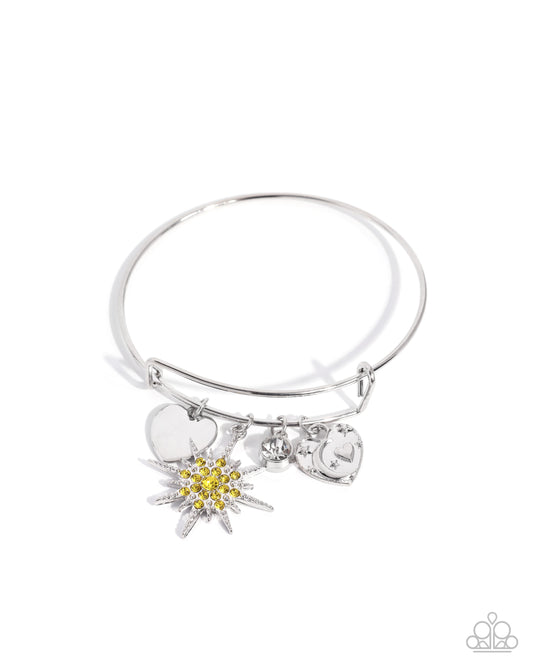 Serious Stare Yellow Celestial Charm Bangle Bracelet | Jewelry by Bretta