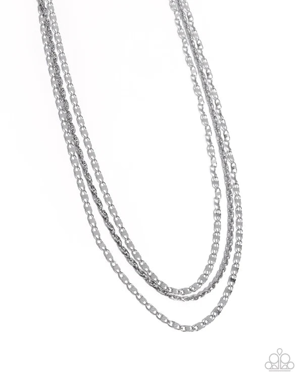 Two silver chain necklaces on a white background