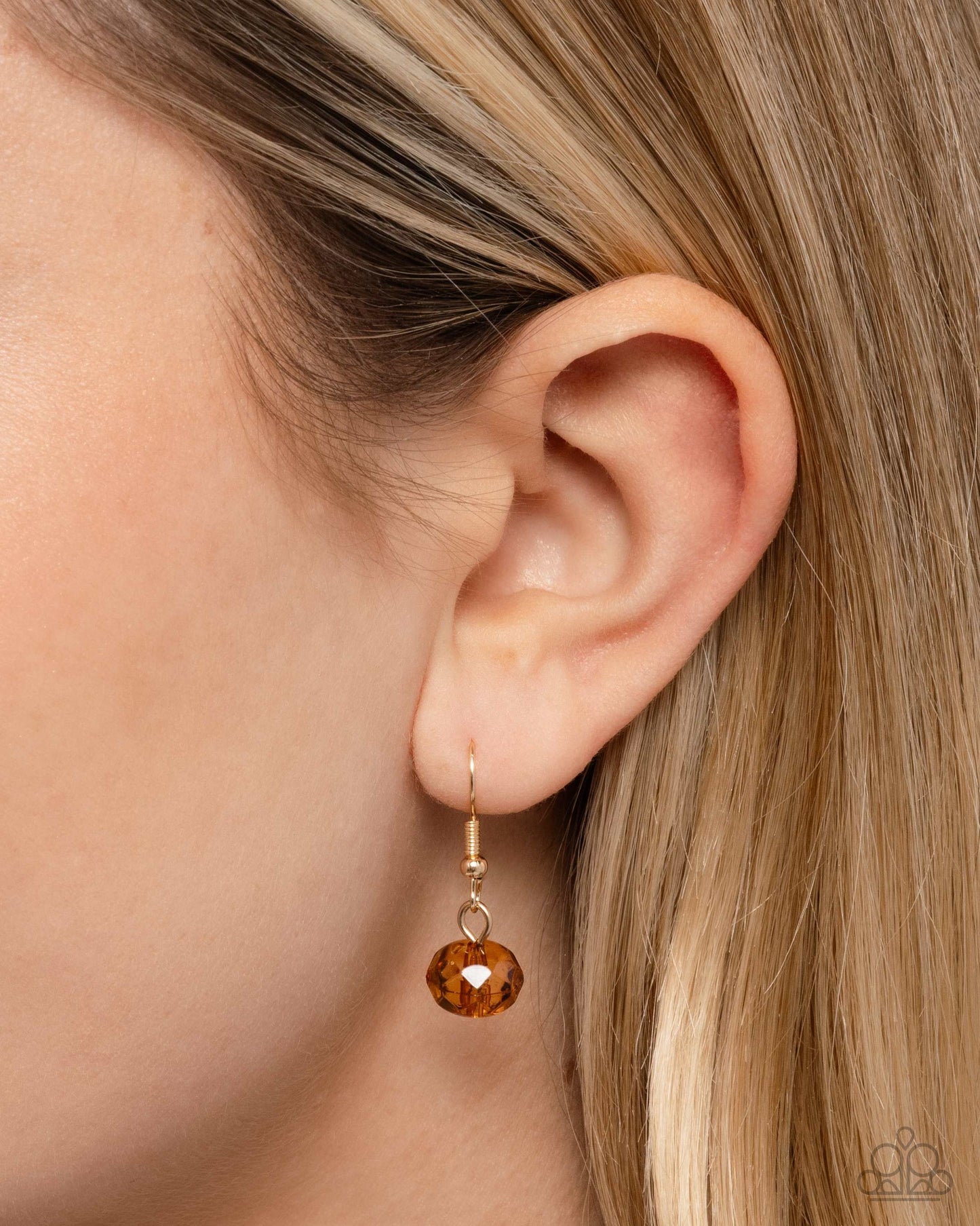 Matching brown bead and gold earrings included with Girls Day necklace