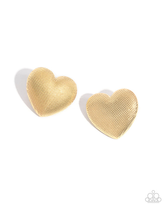Smitten Studs gold textured heart post earrings by Jewelry by Bretta