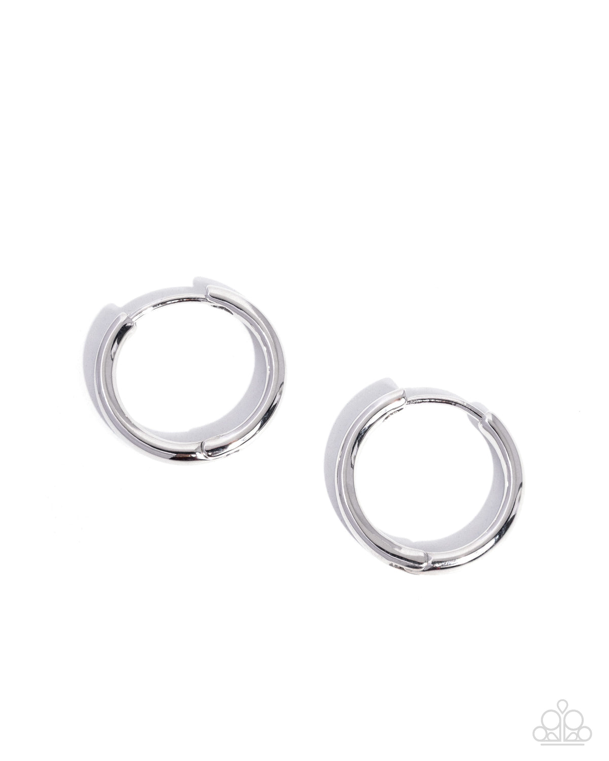 Swooning Sheen silver Paparazzi hinge hoop earrings