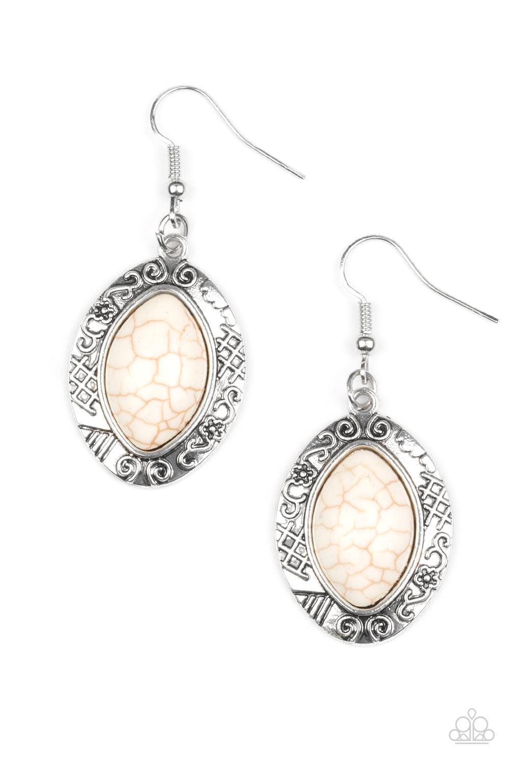 Paparazzi Accessories-Desert Harvest - White Earrings