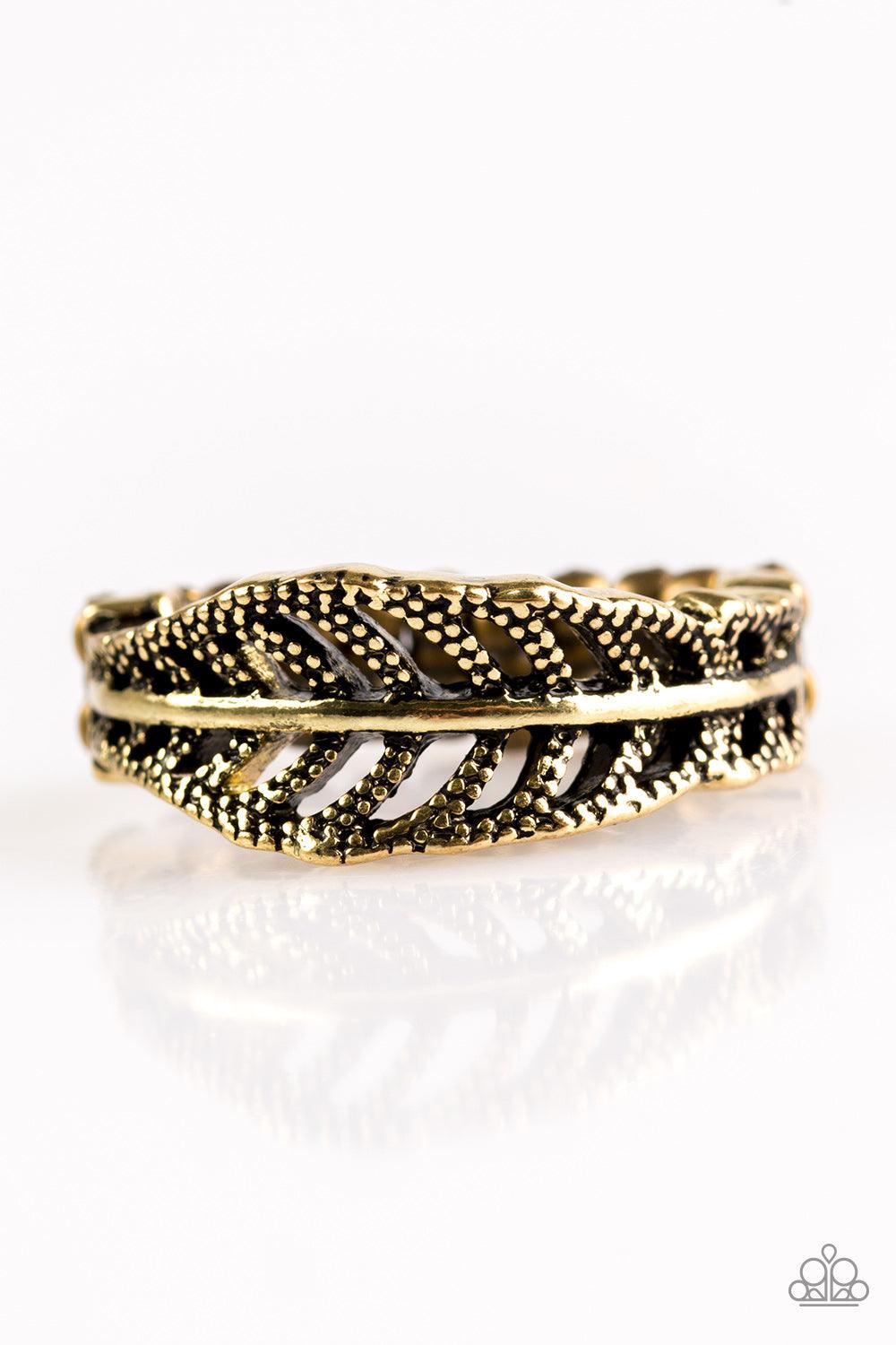 Paparazzi Accessories-Only Time QUILL Tell - Brass Ring
