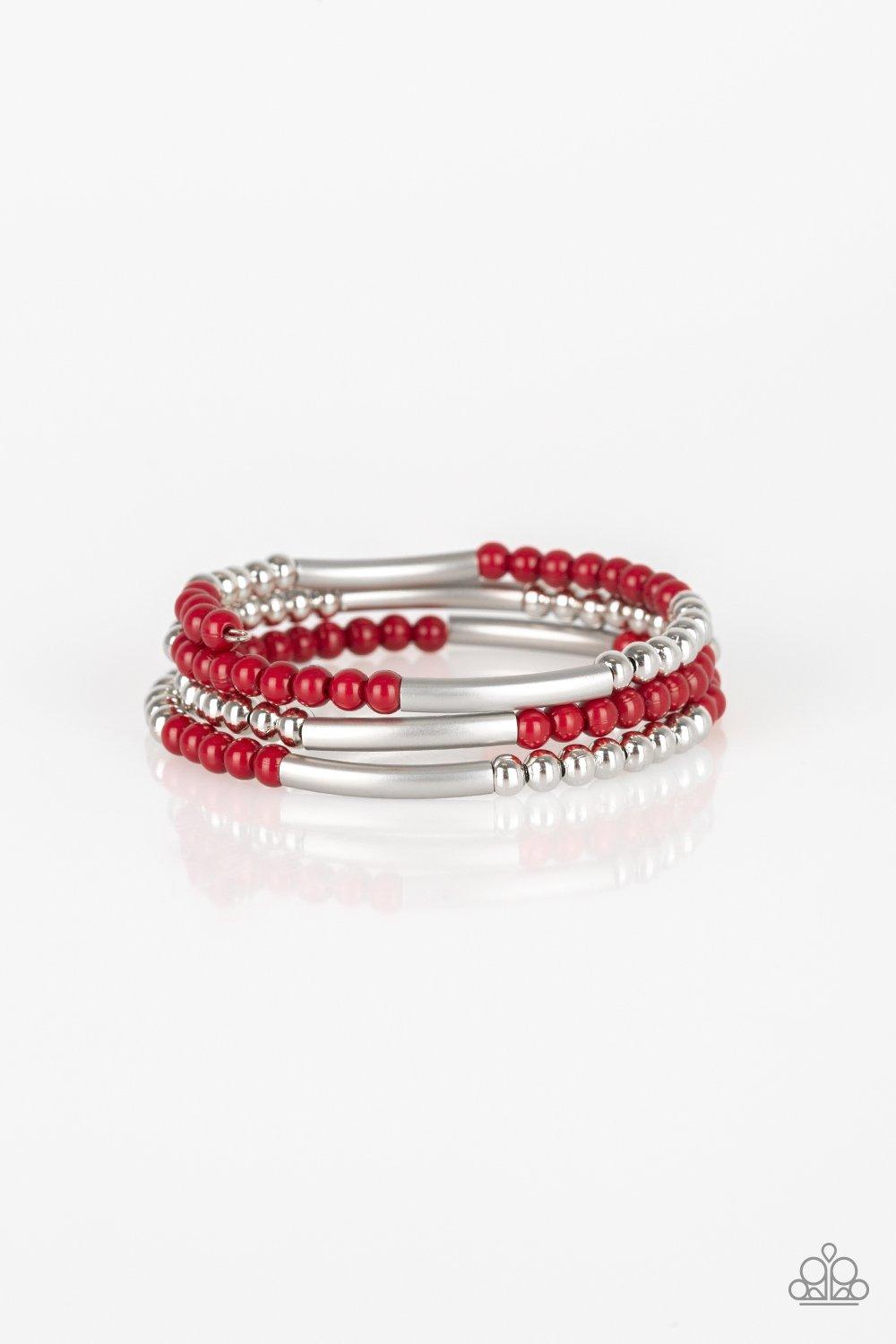Paparazzi Accessories-Tourist Trap - Red Stretch Bracelet