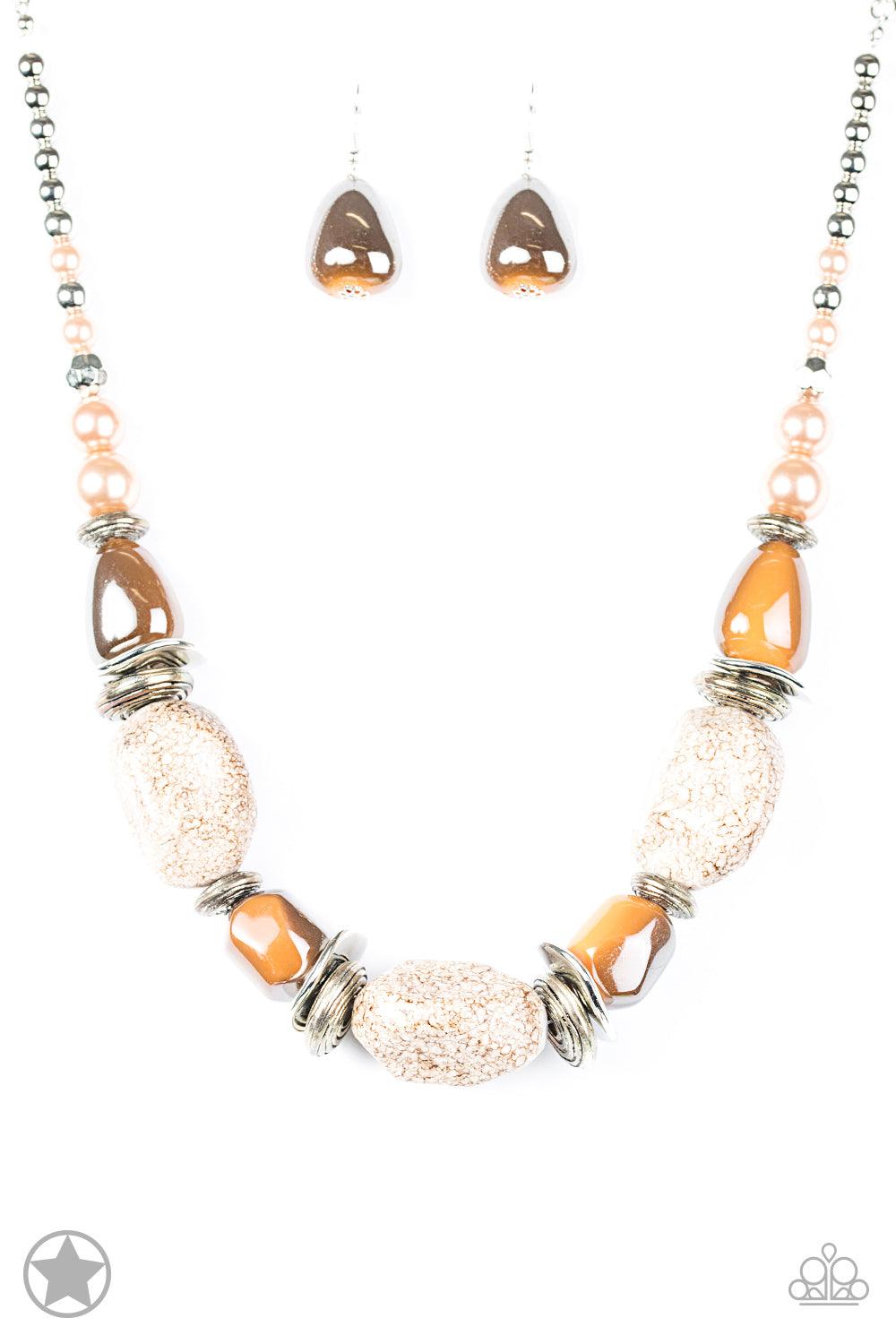 Paparazzi Accessories-In Good Glazes - Peach Necklace Paparazzi Accessories-Glaze of Glory - Peach Bracelet