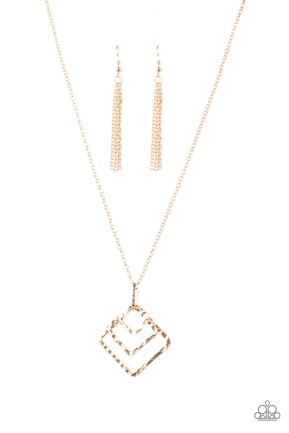 Paparazzi Accessories-Square It Up - Rose Gold Necklace - jewelrybybretta