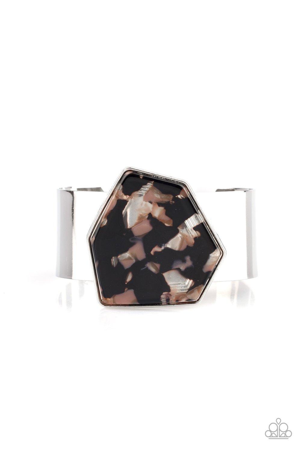 Paparazzi Accessories-GEO-ing The Distance - Black Cuff Bracelet