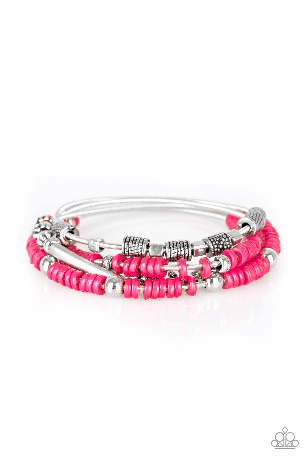 Paparazzi Accessories- Tribal Spunk - Pink Stretch Bracelets