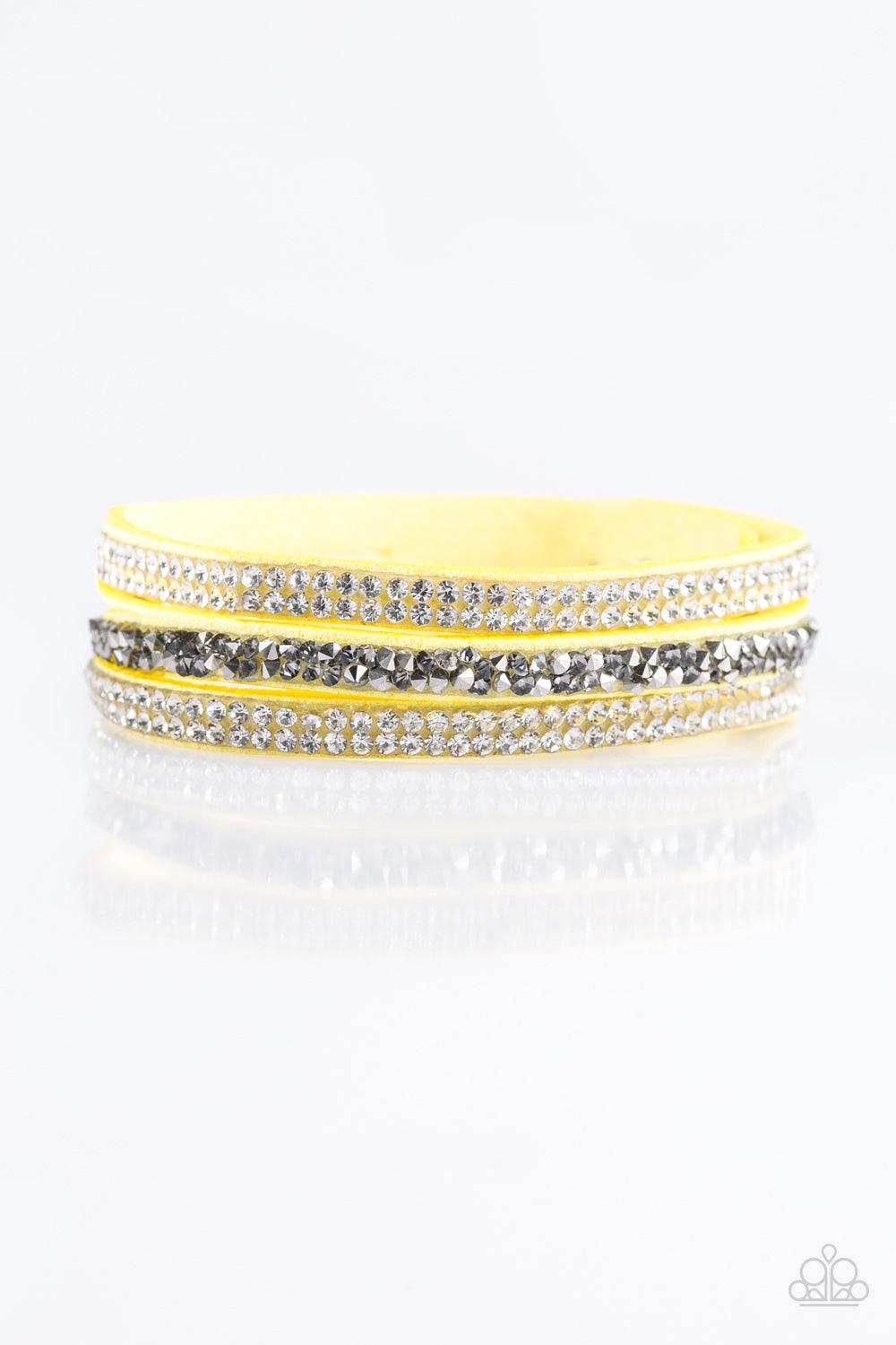 Paparazzi Accessories-Mega Glam - Yellow Bracelet