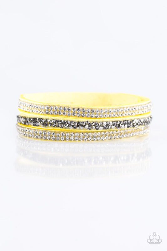 Paparazzi Accessories-Mega Glam - Yellow Bracelet