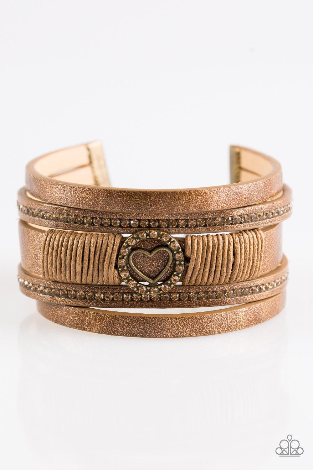 Paparazzi Accessories-It Takes Heart - Brass Bracelet