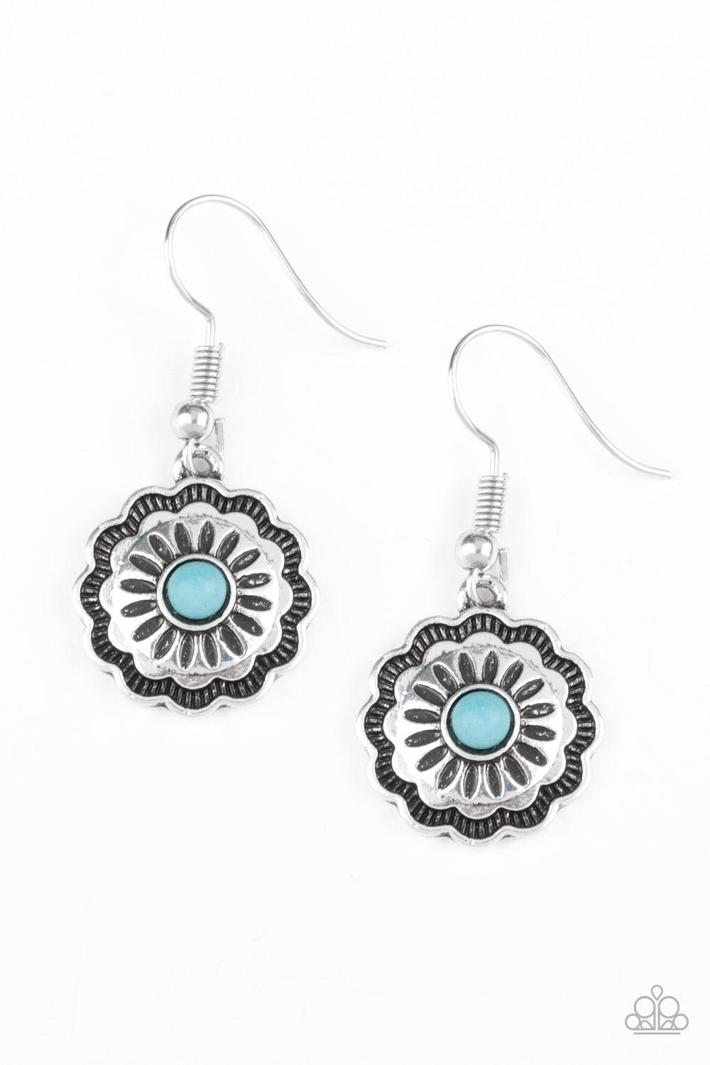 Paparazzi Accessories-Badlands Buttercup - Blue Earrings