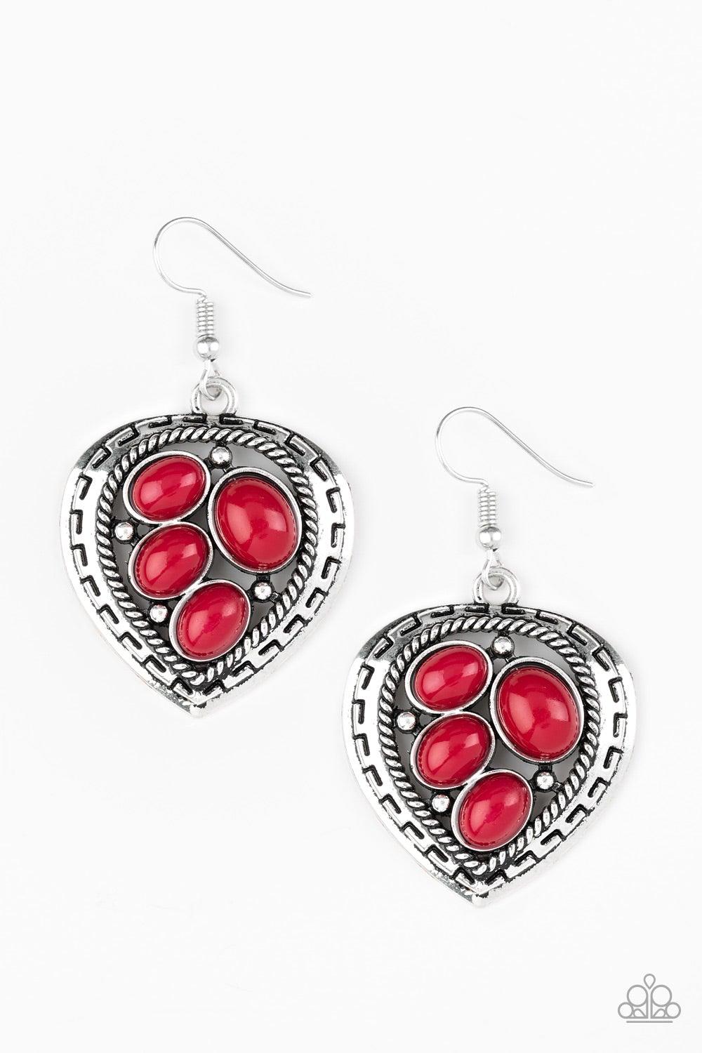 Paparazzi Accessories-Wild Heart Wonder - Red Earrings