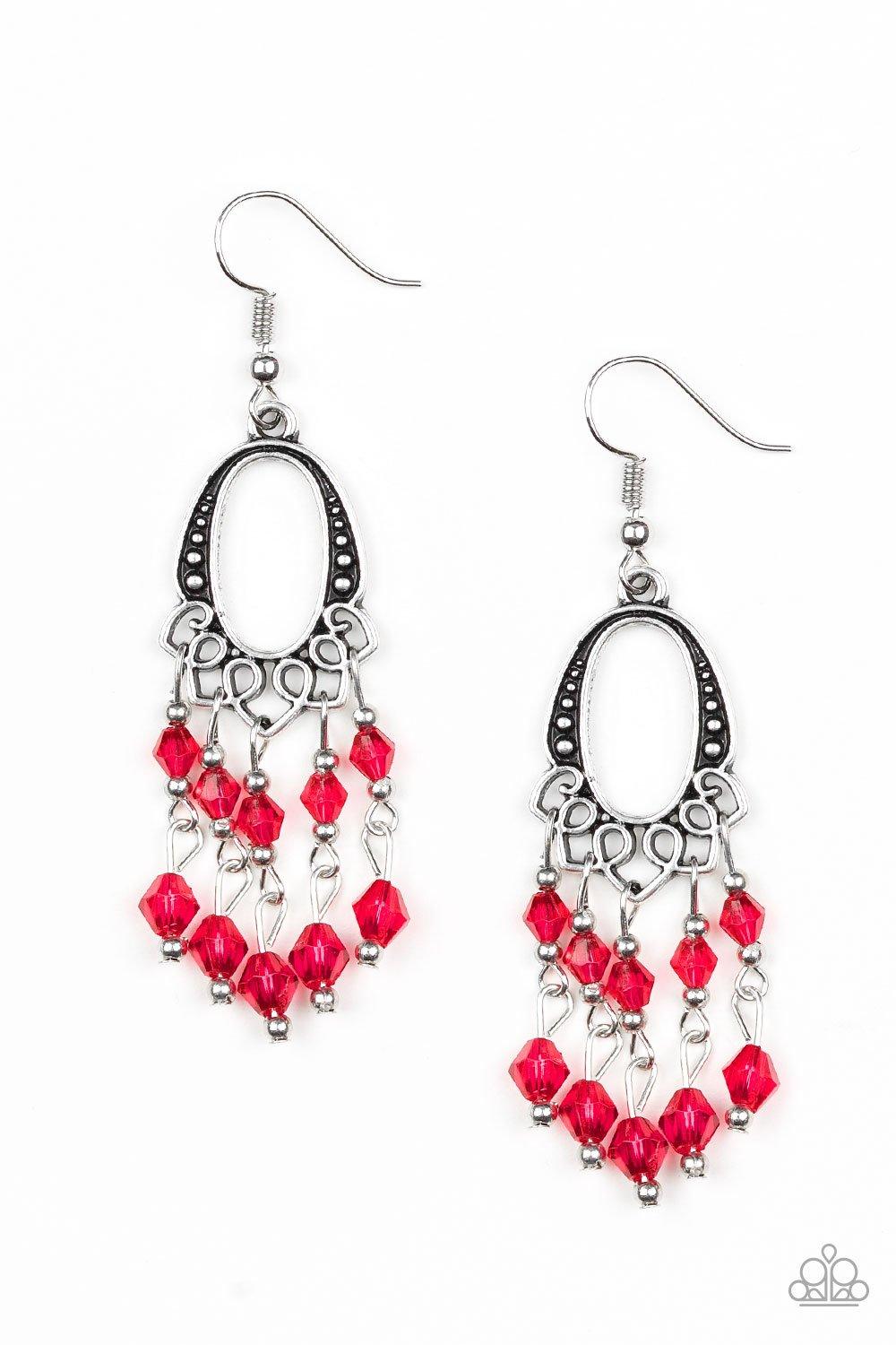 Paparazzi Accessories-Not The Only Fish In The Sea - Red Earrings
