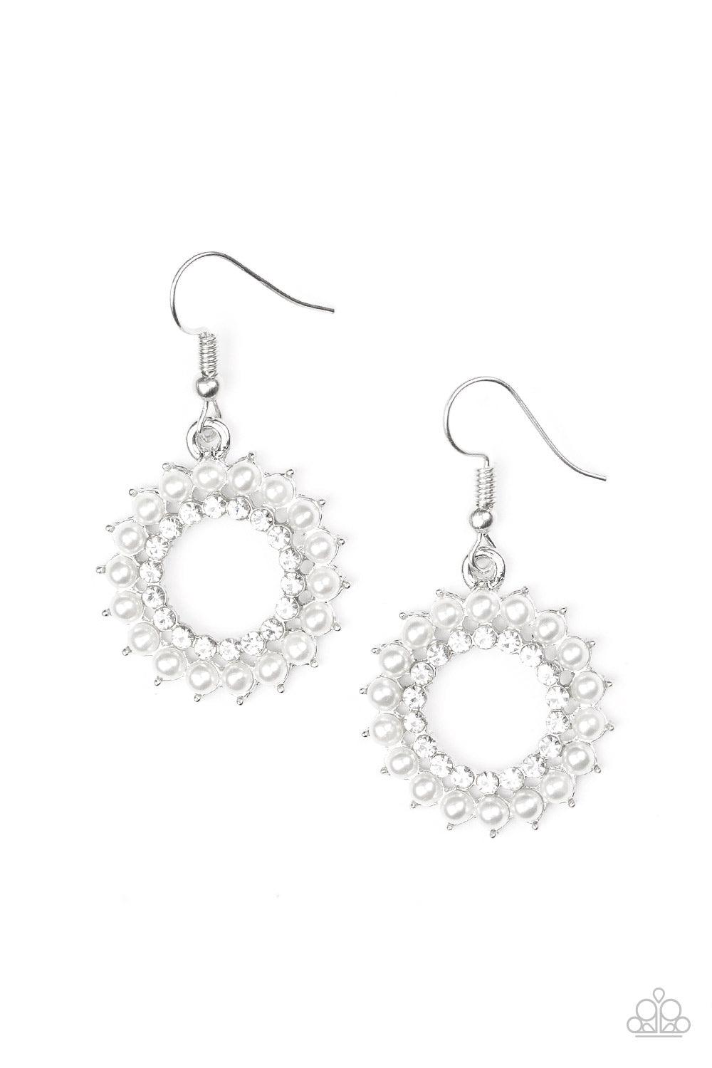 Paparazzi Accessories-Wreathed In Radiance - White Earrings