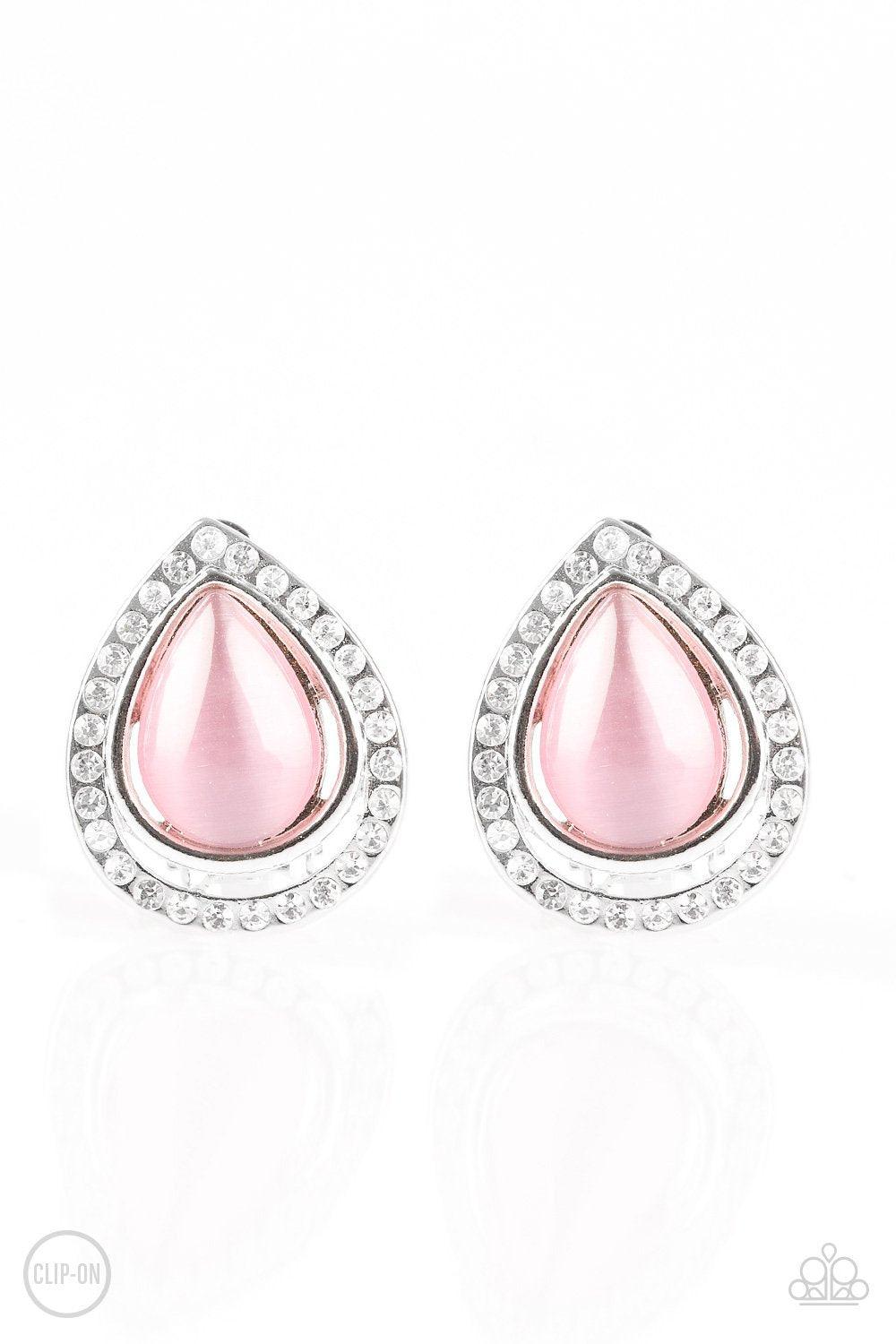 Paparazzi Accessories-Noteworthy Shimmer - Pink Clip-On Earrings