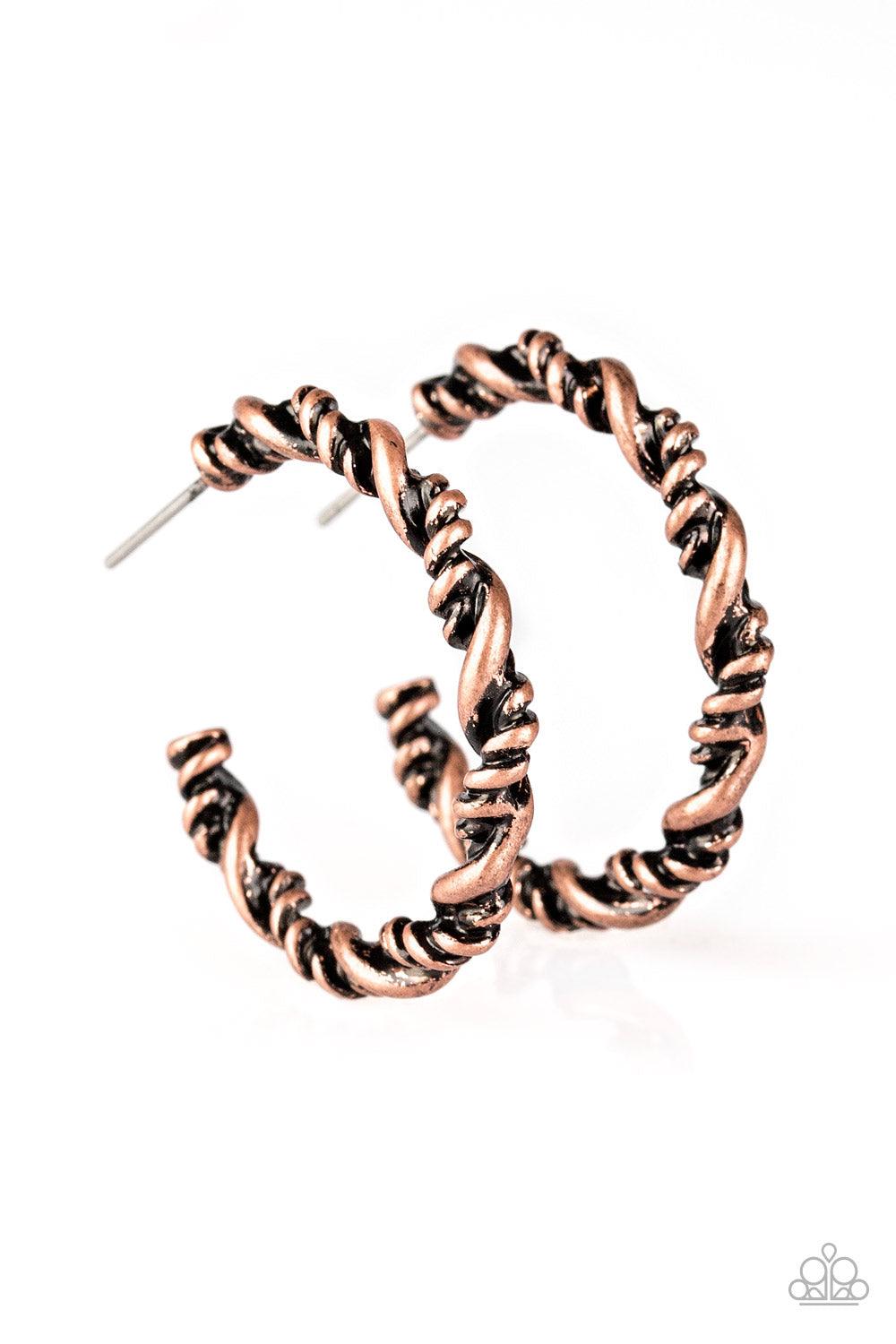 Paparazzi Accessories-Plainly Panama - Copper Earrings