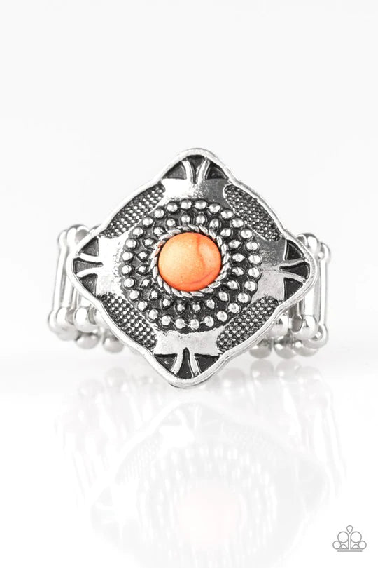 Four Corners Fashion Orange Ring - Jewelry by Bretta