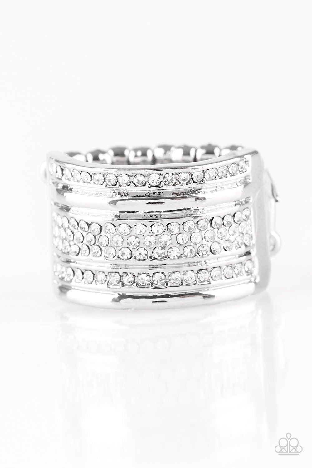 Top Dollar Drama White Ring - Jewelry by Bretta