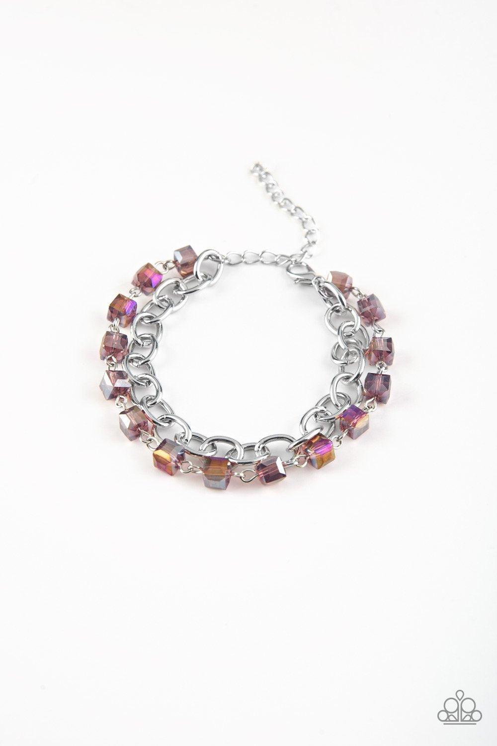 Paparazzi Accessories-Block Party Princess - Purple Necklace Paparazzi Accessories-Life Of The Block Party - Purple Bracelet