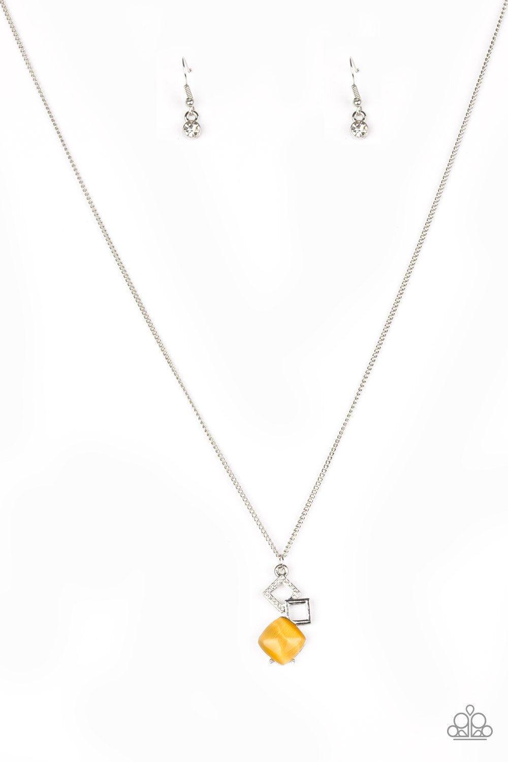 Paparazzi Accessories-Stylishly Square - Yellow Necklace