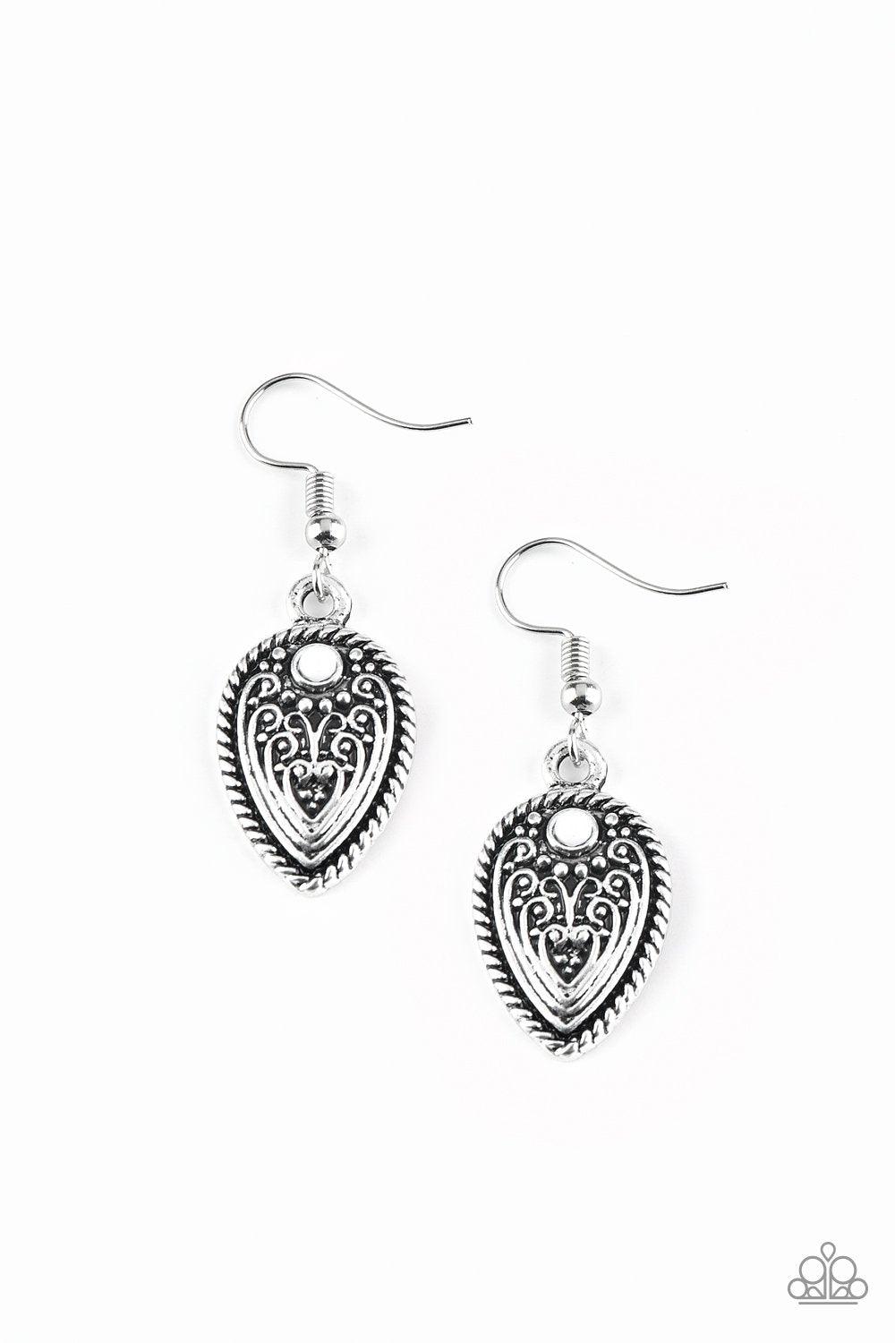 Paparazzi Accessories-Distance PASTURE - White Earrings