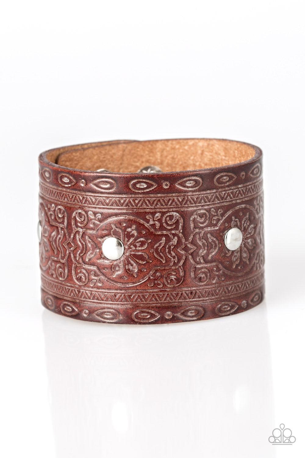 Paparazzi Accessories-Boots and Broncos - Brown Bracelet
