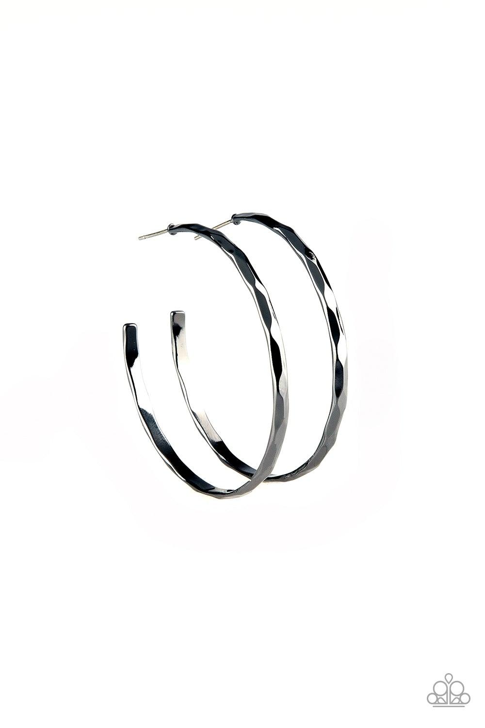 Paparazzi Accessories - Geo Edge - Black Hoop Earrings