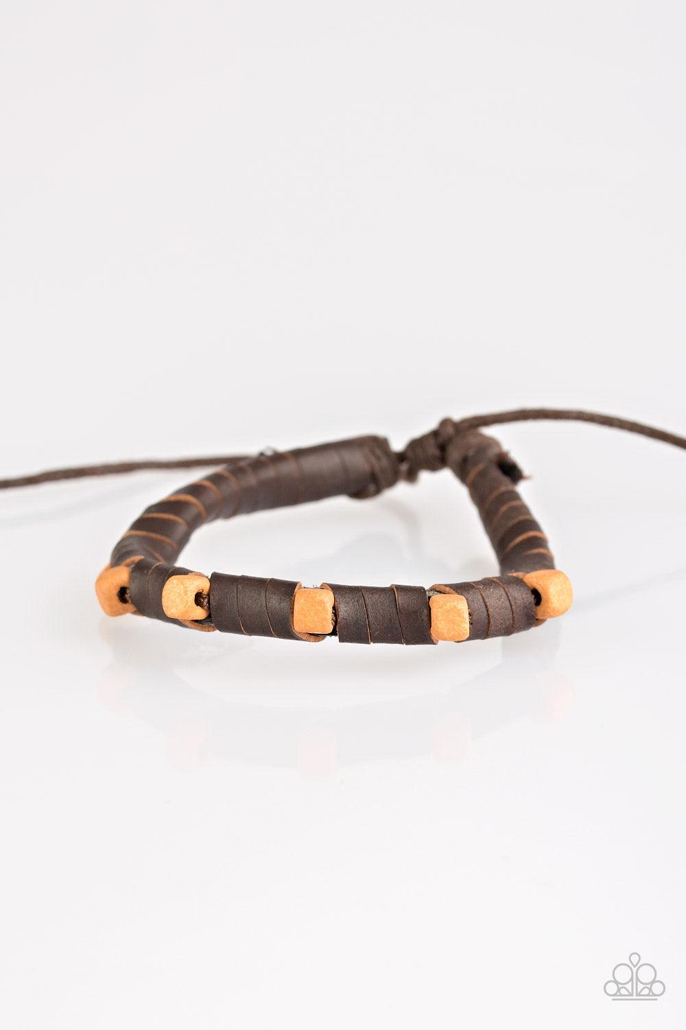 Paparazzi Accessories-Backwoods Backpacker - Brown Urban Bracelet - jewelrybybretta