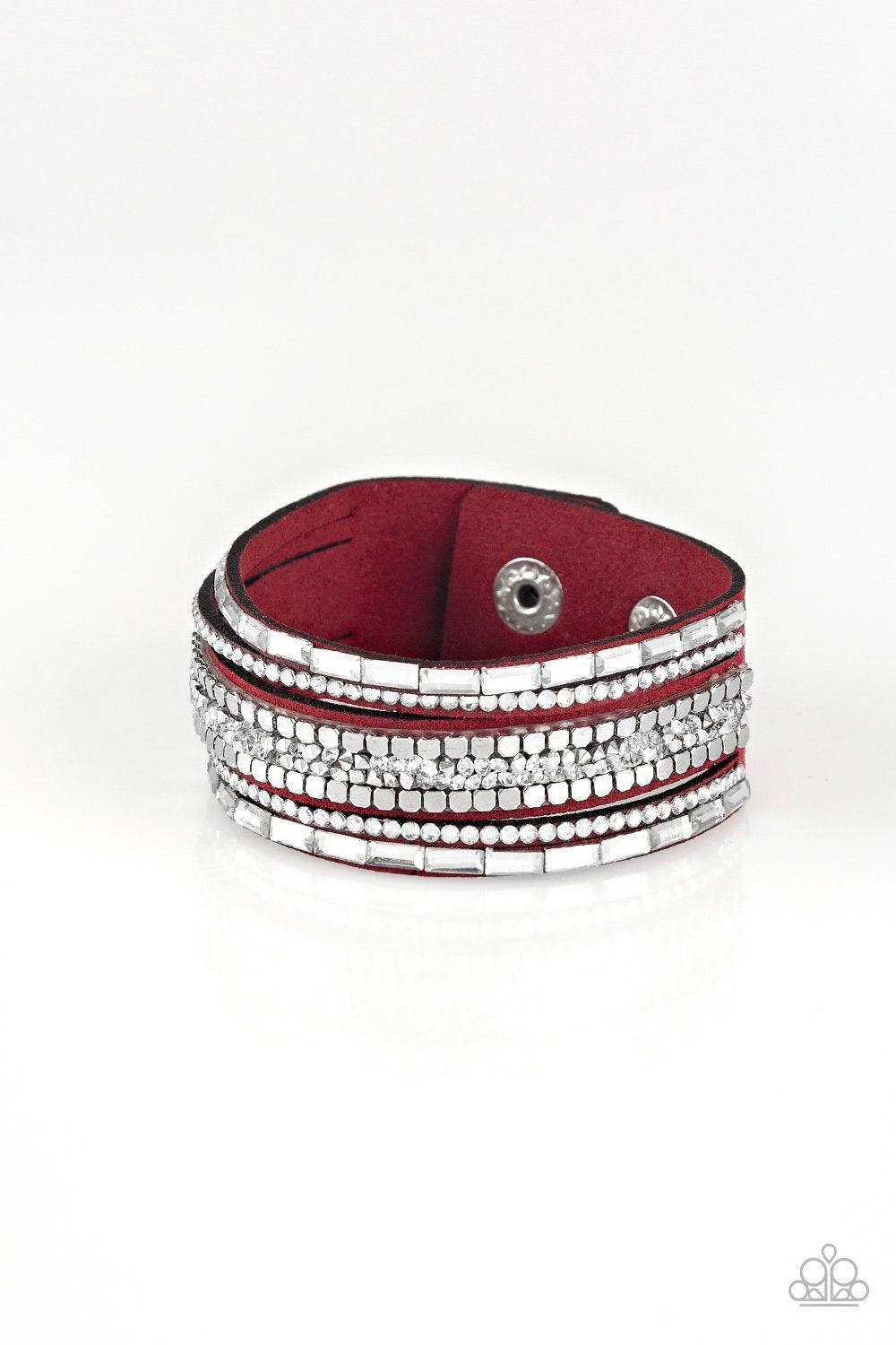 Paparazzi Accessories-Rebel In Rhinestones - Red Bracelets