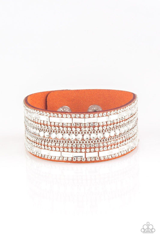 Rebel Radiance silver chain and orange snap bracelet